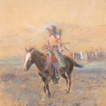 Charles M. Russell, Cavalry Mounts for the Braves, watercolor/gouache, 17 x 14. Estimate: $300,000-$500,000.