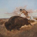Charles M. Russell, Buffalo Hunting, oil, 20 x 24. Estimate: $500,000-$750,000.