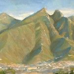 Gladys Roldan-de-Moras, Saddle Mountain (Monterrey), oil, 24 x 48.