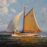 Calvin Liang, Sailing Along, oil, 12 x 16.