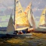 Calvin Liang, Sailing for Fun, oil, 12 x 16.