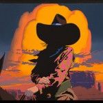 Bill Schenck, Blazing Cowgirls III, oil, 35 x 45.
