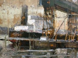 Jerry Markham, Ship Shape, oil, 12 x 16.