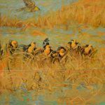 Mary Roberson, Spring-Fed Marsh With Yellow-Headed Blackbirds, oil, 54 x 54.