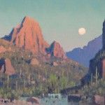 Michael Stack, Desert Canyon Moonrise, oil, 8 x 10.