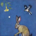 Phyllis Stapler, The Moon Hare, acrylic/oil, 24 x 24.
