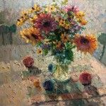 Gregory Packard, Sunflowers, oil, 30 x 36.
