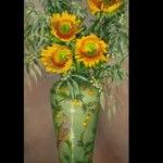 Teresa Vito, Sunrise Sunflowers, oil, 24 x 12.