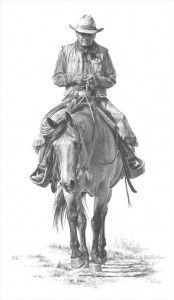 Carrie Ballantyne, The Cowboy Way, graphite, 22 x 13.