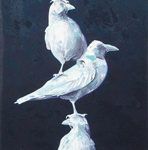 Andrew Denman, Reverse Ravens, acrylic, 24 x 6.