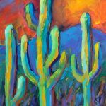 Theresa Paden, Tucson Saguaros, acrylic, 10 x 8.