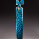 Upton Ethelbah Jr., Blue Corn, stone carving and inlay, 28 x 7 x 6.