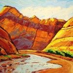 Robert S. Brown, Water in the Canyon, oil, 24 x 36.
