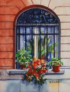 Diana Madaras, Window in the City, watercolor, 12 x 9.