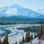 Jerry Markham, Winter in Howse Pass, oil, 36 x 60.