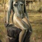 Derek Penix, Woodward Statue, oil painting
