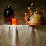 David Cheiftez, Little Red Mug, oil, 9 x 12.
