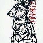 Amy Ringholz, Mechanical Rabbit, ink/oil, 48 x 36.