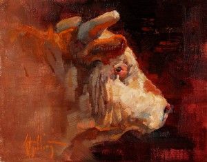 Abigail Gutting, The Bull, oil, 8 x 10.